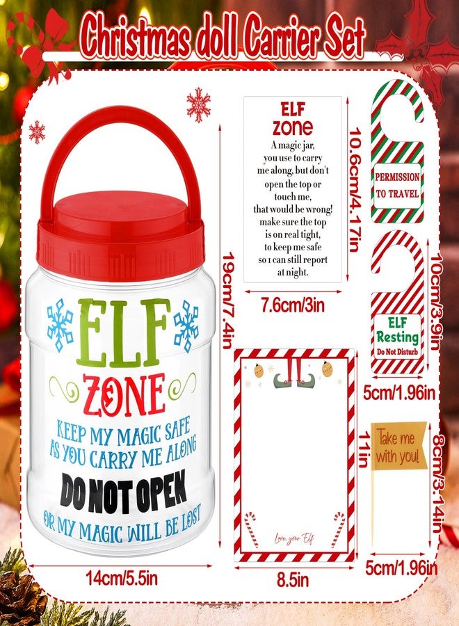 ForraFun Christmas Elves Carrier Set Plastic Jar with Christmas Handle Tags Funny Xmas Card Letter Label Elves Container with Lids Handle Adventures Transport Gift for Xmas Holiday Travel Kit Decor - Image 2